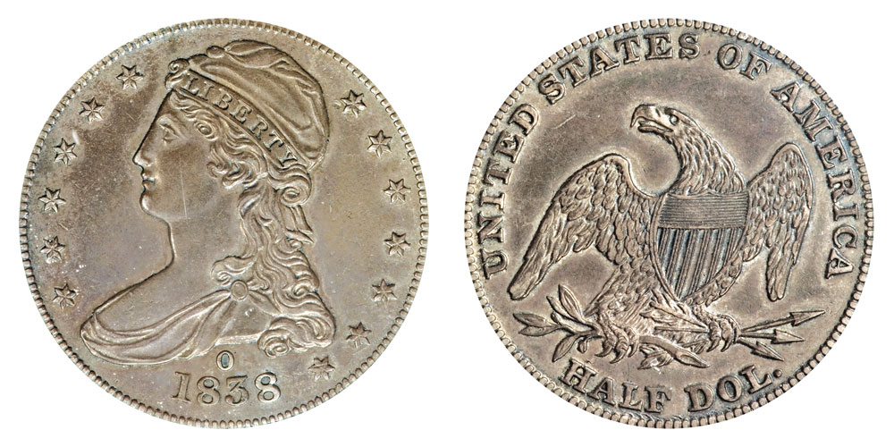 1838 o busto tapado medio dolar