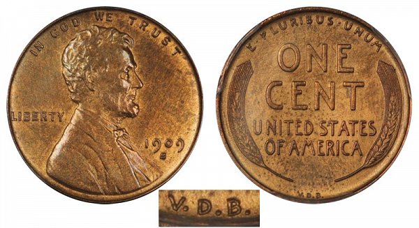 1909 s vdb centavo de trigo lincoln