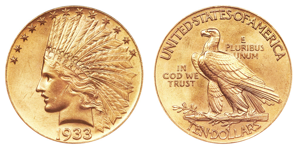 1933 cabeza india águila dorada